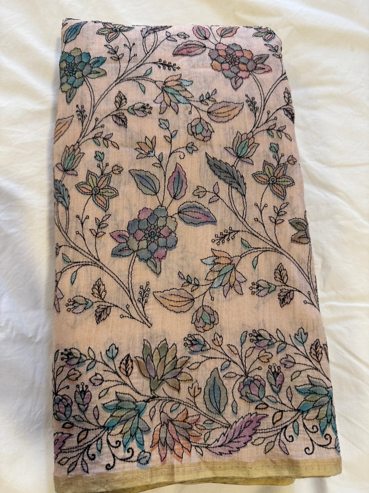 PURE CHINIYA SILK SAREE WITH RESHAM WORK AND RANGKAT