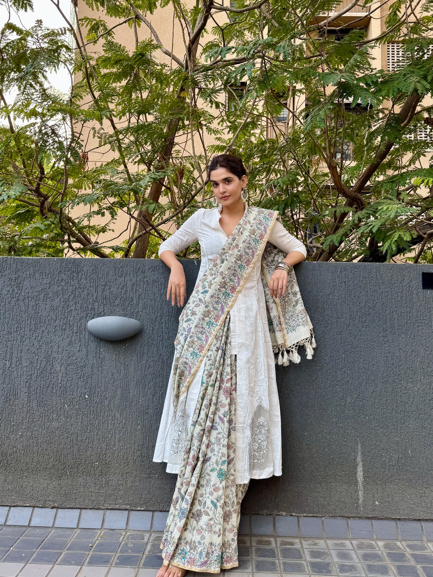 PURE CHINIYA SILK SAREE WITH RESHAM WORK AND RANGKAT