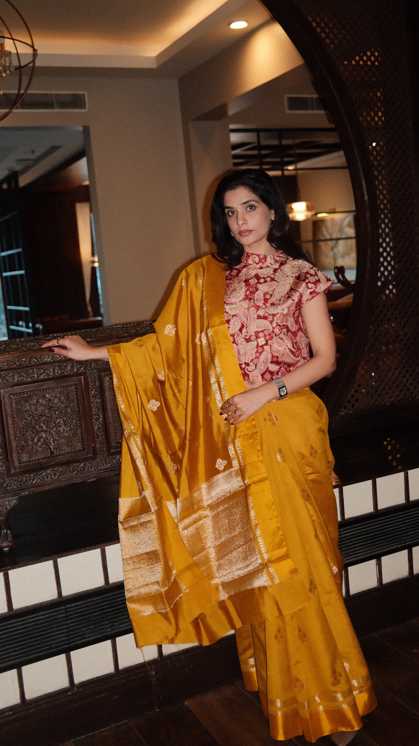 MUSTARD BANARASI SILK SAREE