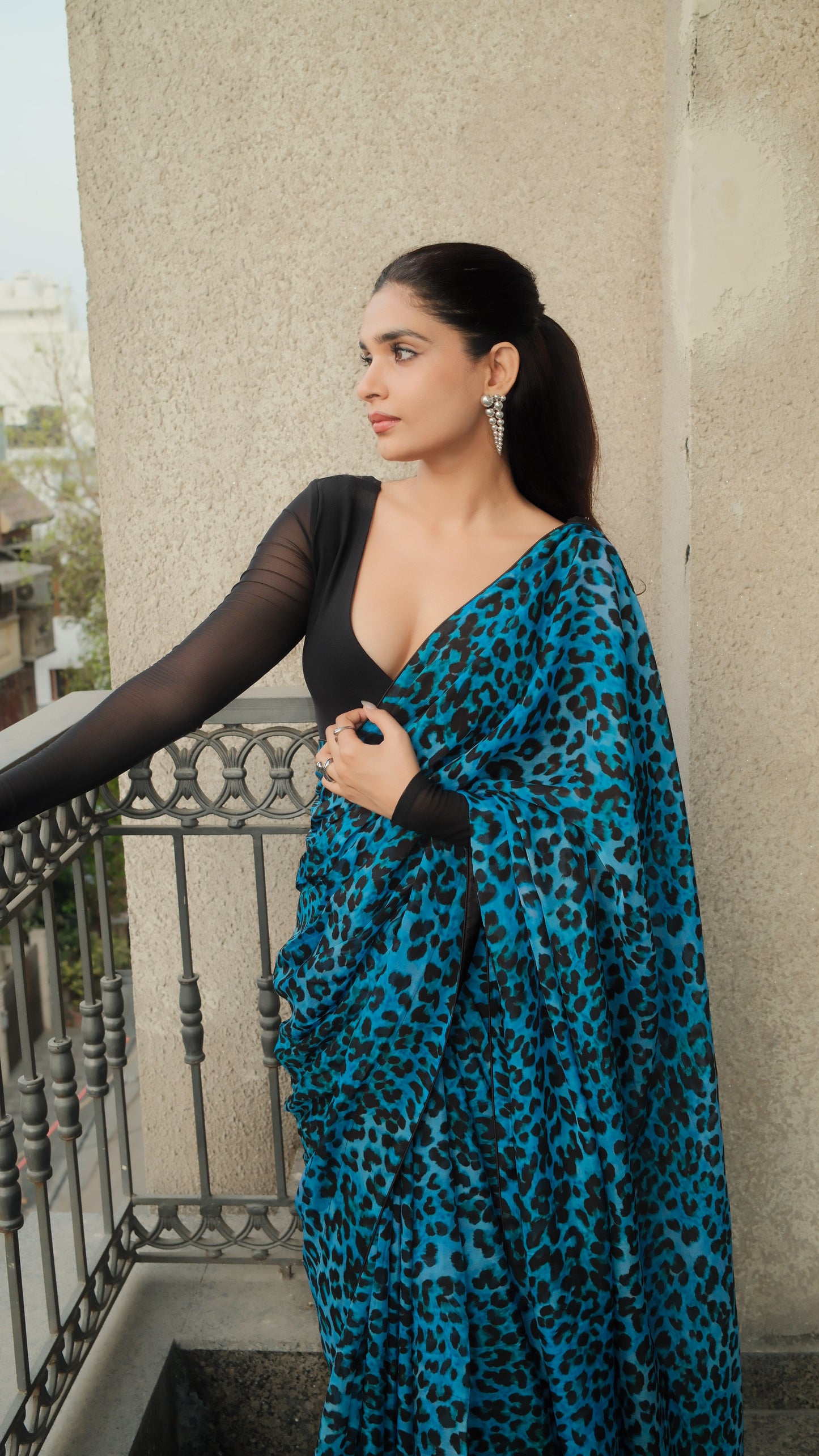 ELECTRIC LEOPARD ORGANZA SILK SAREE