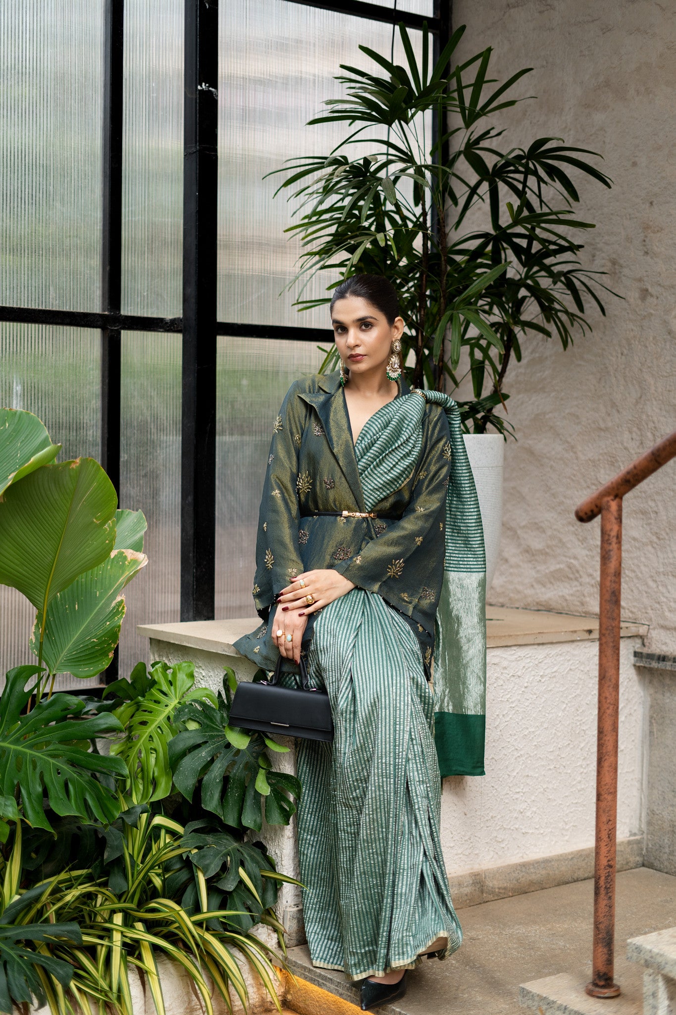 MOONGA SILK SAREE WITH TISSUE STRIPES