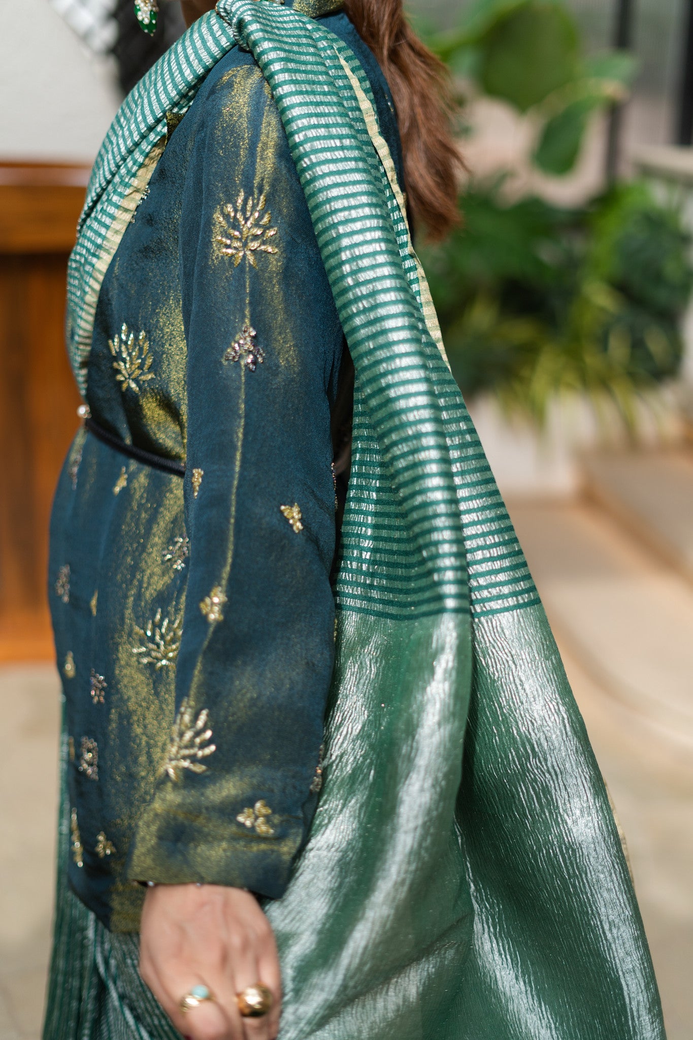 MOONGA SILK SAREE WITH TISSUE STRIPES