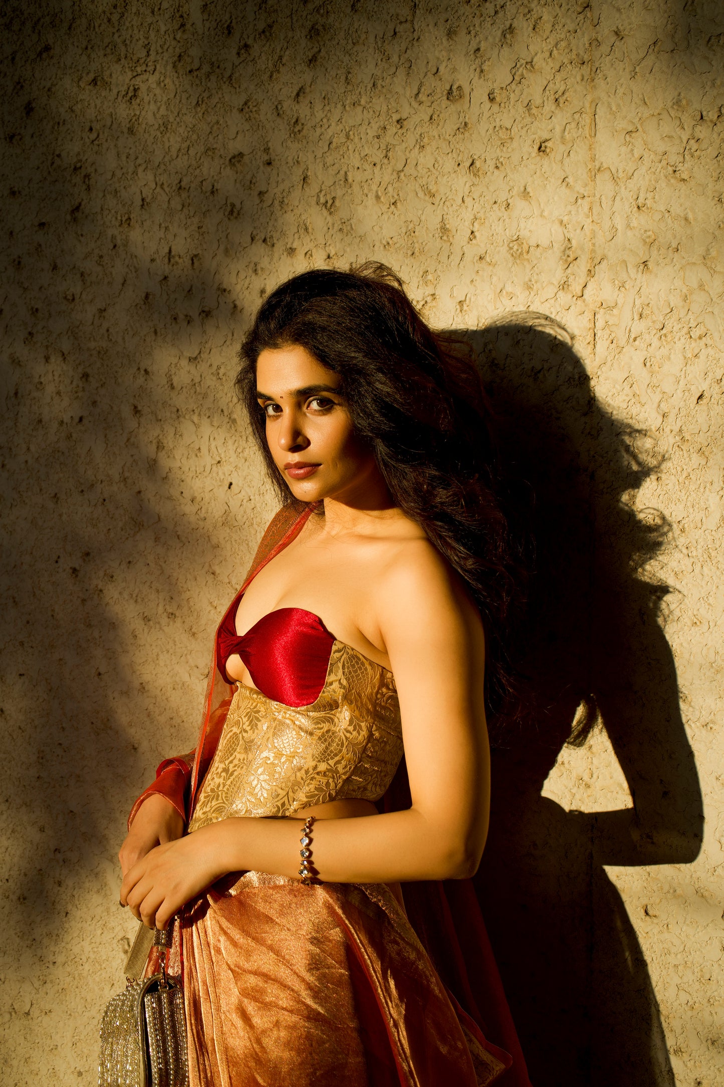 RUST ORANGE GLASS TISSUE SAREE