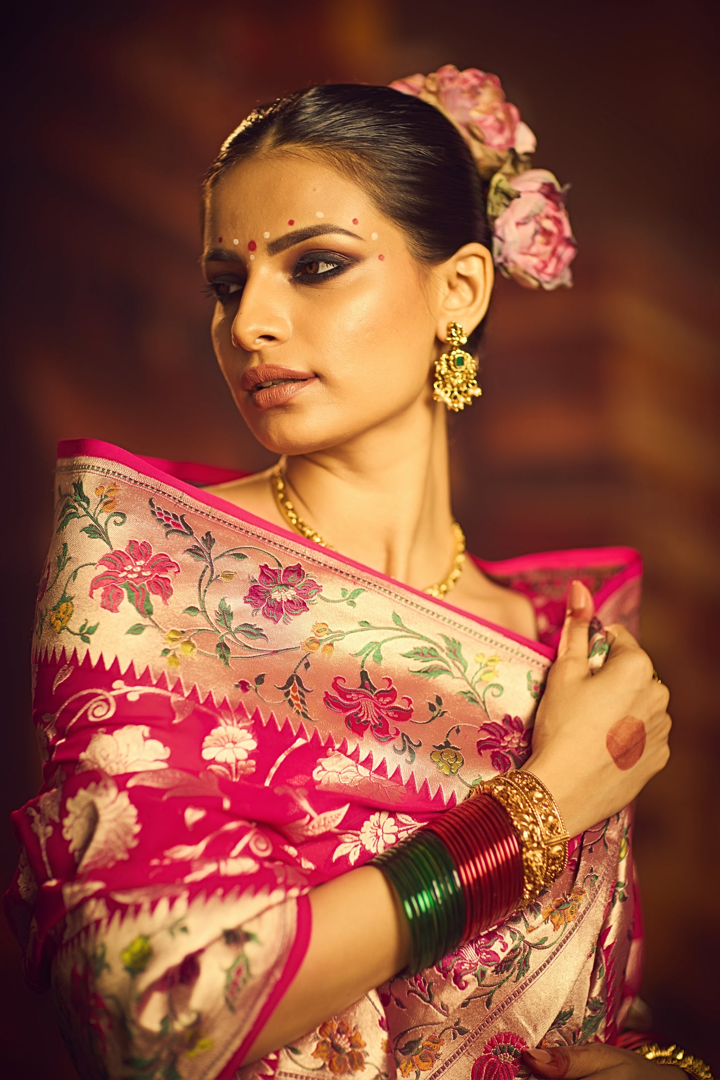 RANI GULMOHAR BANARASI CREPE SAREE