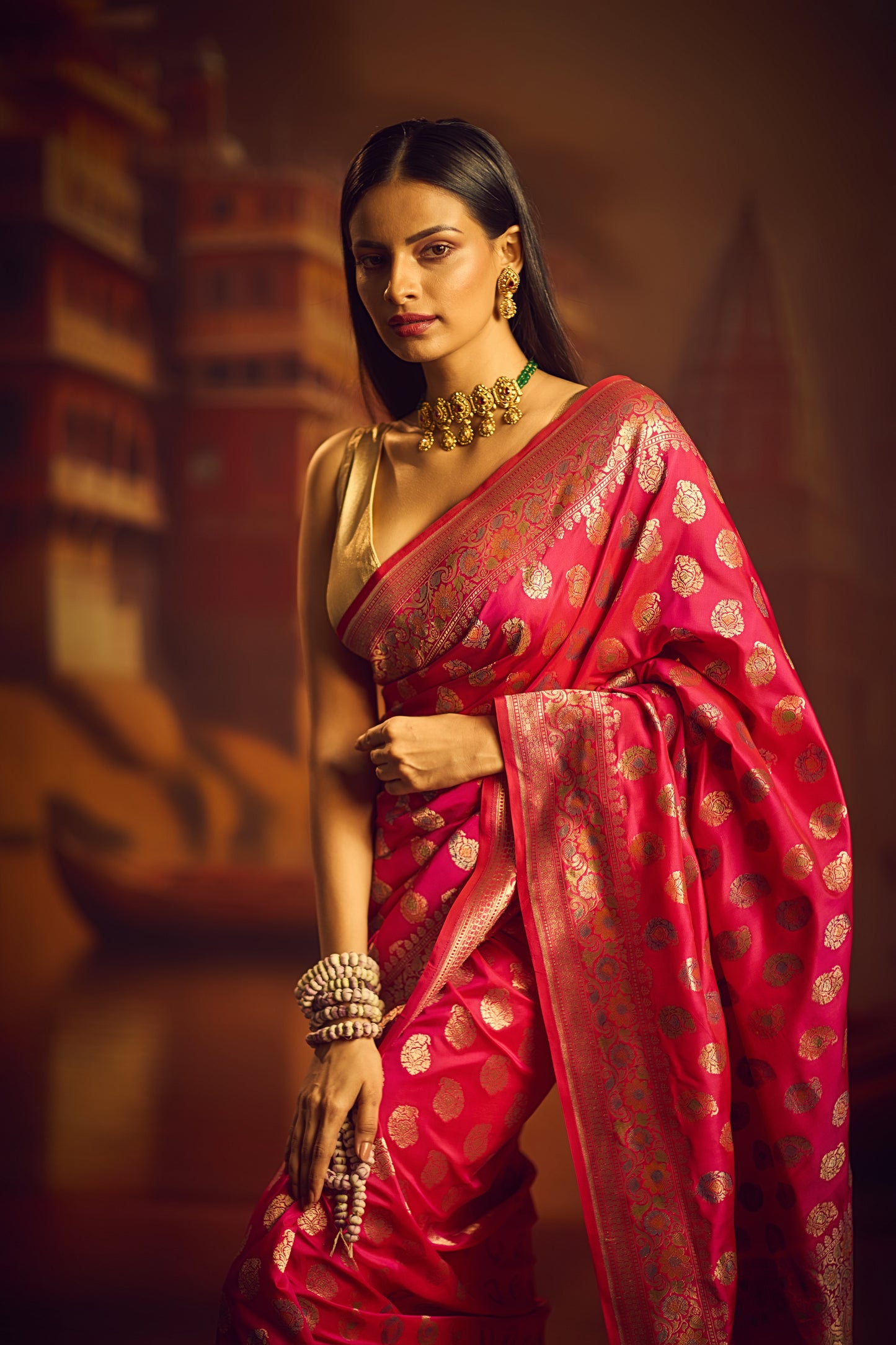 RED MEENAKARI SILK SAREE