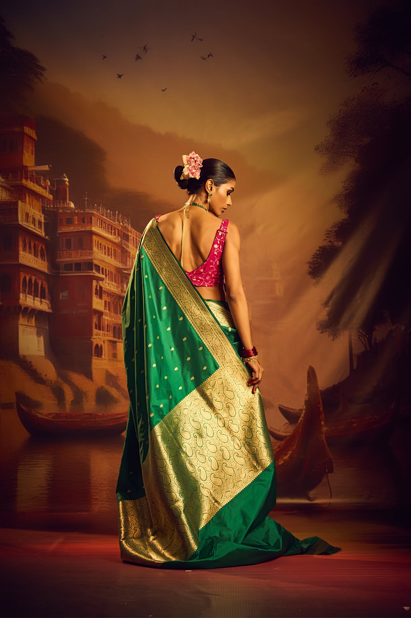 EMRALD GREEN KATAN SILK SAREE