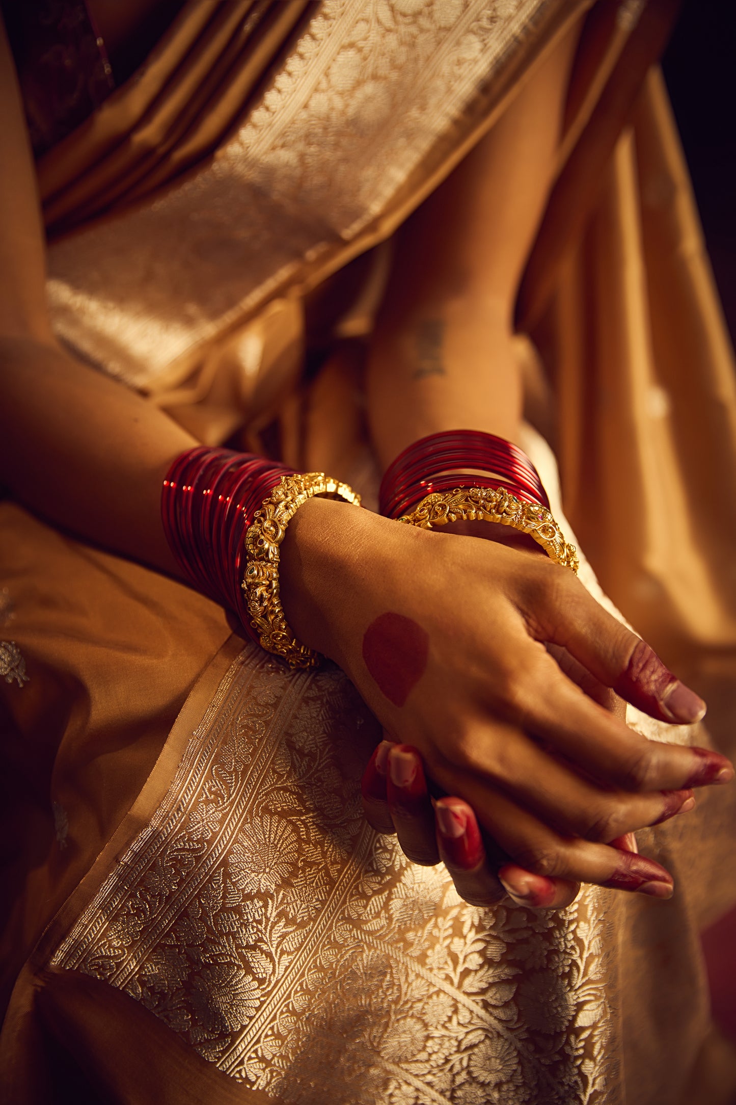 BEIGE KATAN SILK SAREE