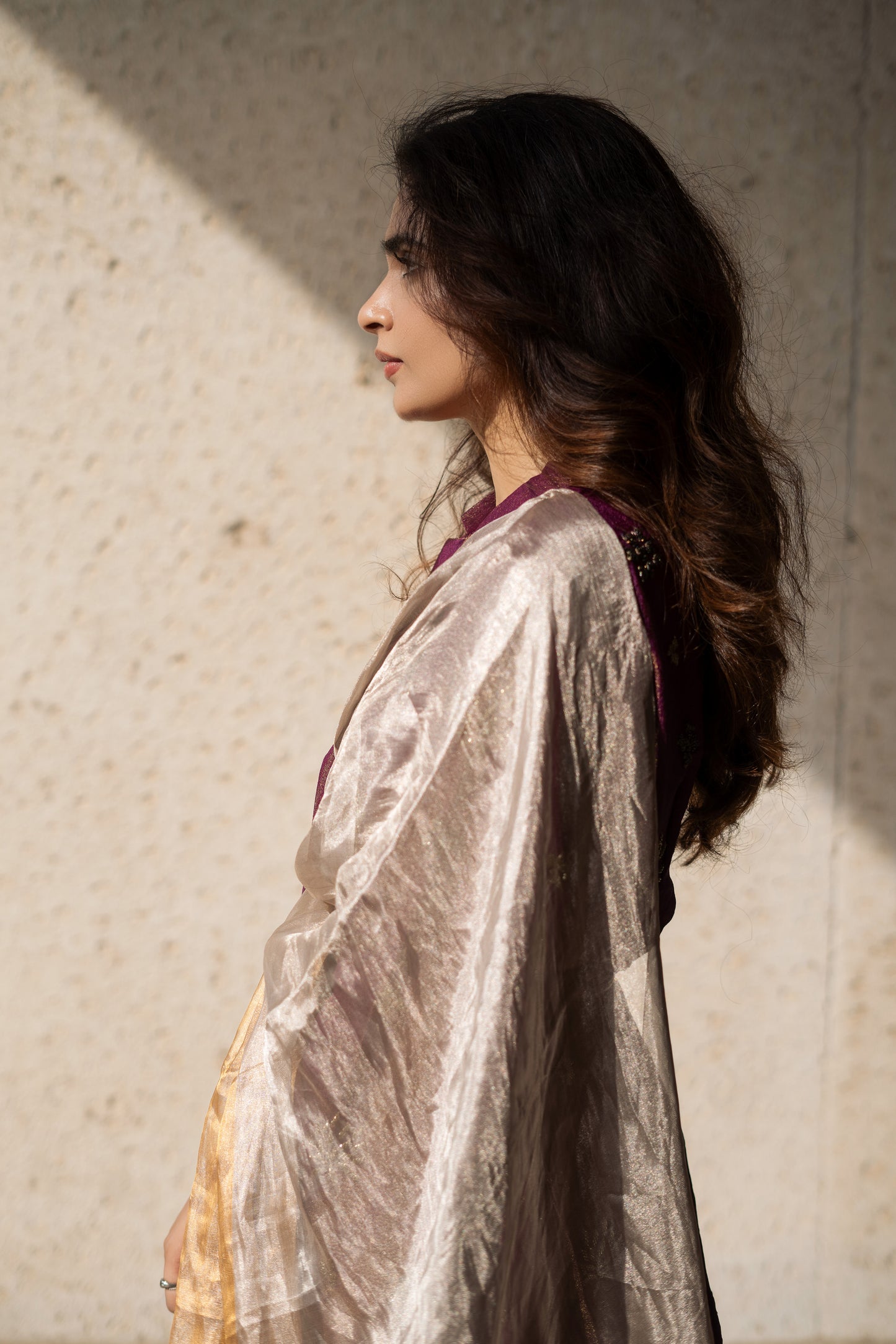 SILVER-GOLD TISSUE SILK SAREE