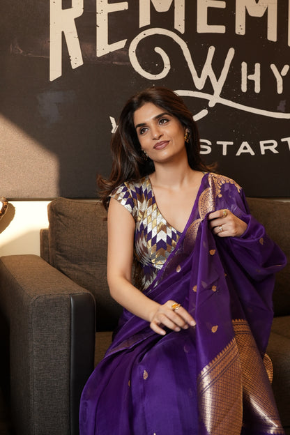 REGAL PURPLE KORA SILK SAREE