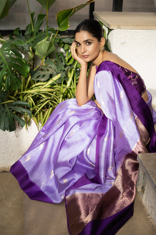 LAVENDER PURE BANARASI SILK SAREE