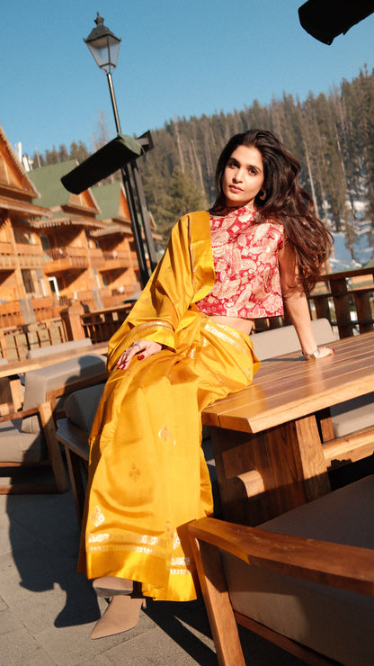 MUSTARD BANARASI SILK SAREE