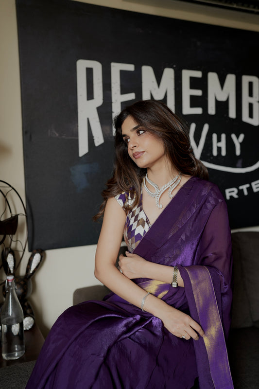 ROYAL PURPLE TISSUE SAREE
