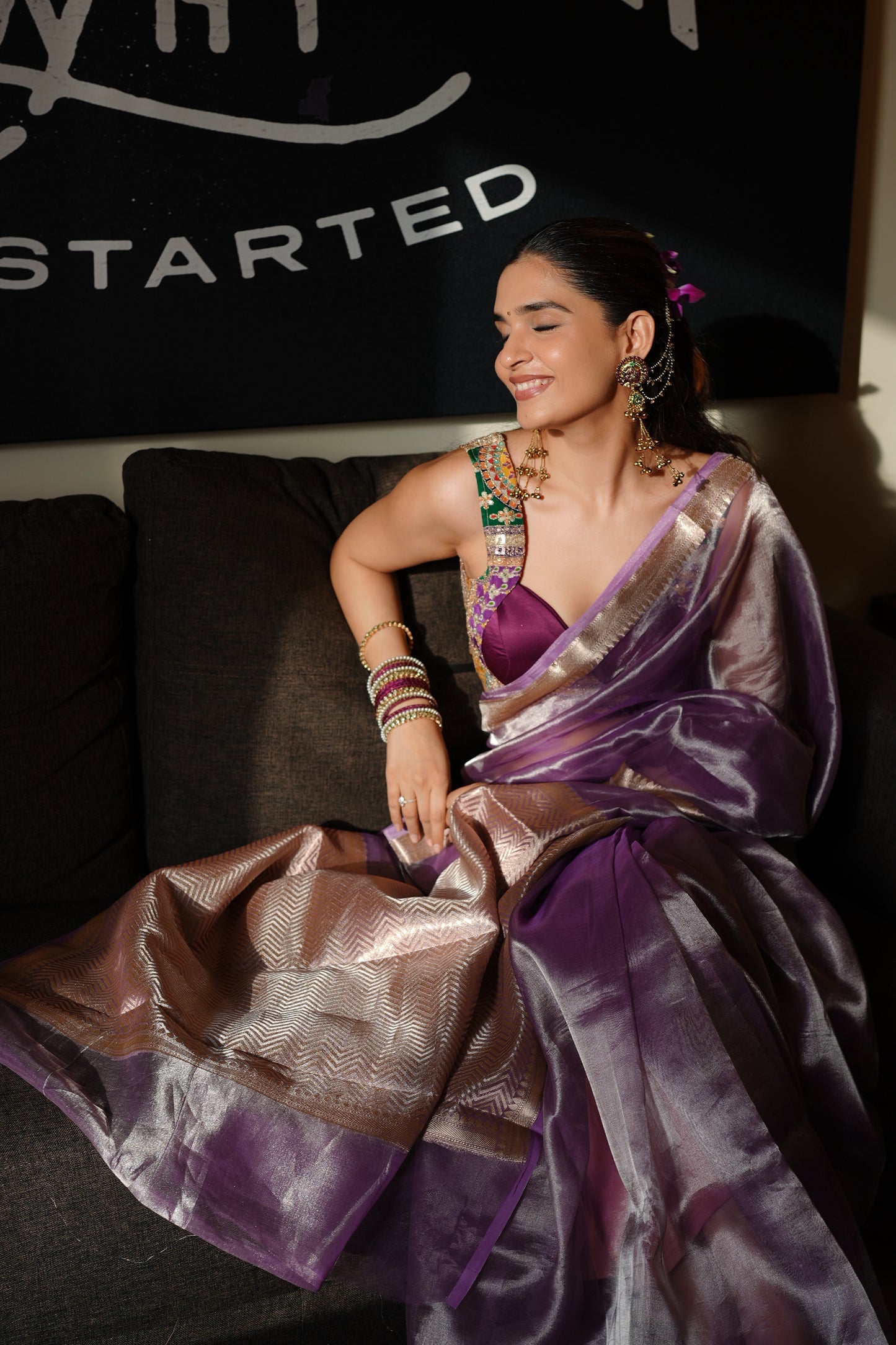 LAVENDER PURE TISSUE SILK SAREE