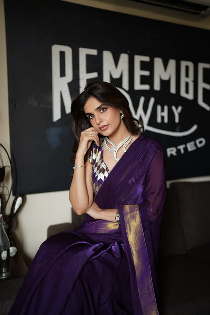 ROYAL PURPLE TISSUE SAREE