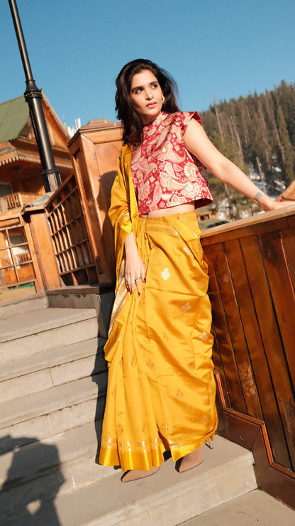 MUSTARD BANARASI SILK SAREE