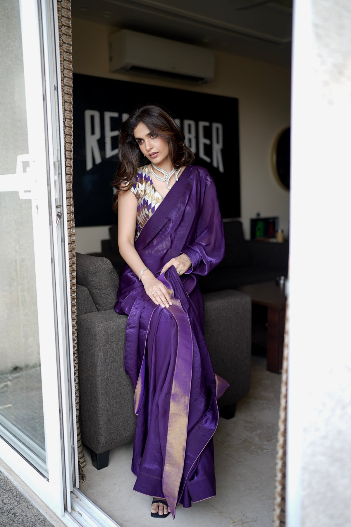 ROYAL PURPLE TISSUE SAREE
