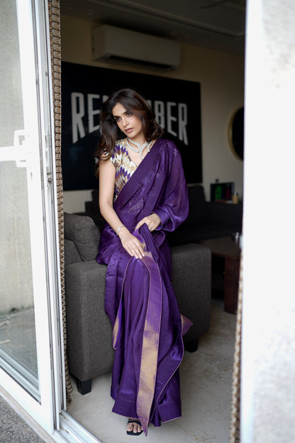 ROYAL PURPLE TISSUE SAREE