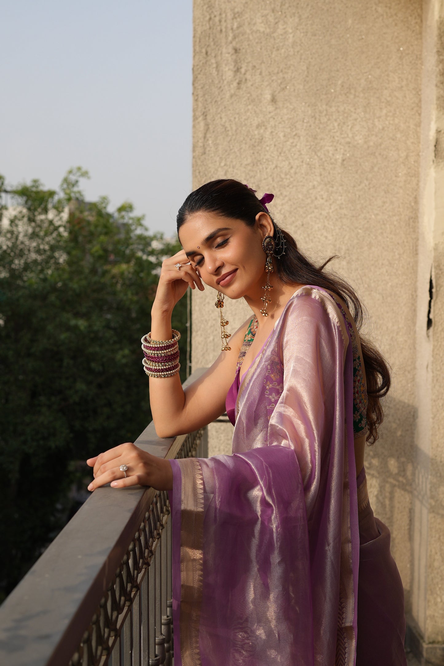 LAVENDER PURE TISSUE SILK SAREE