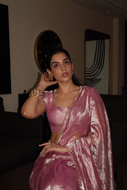 LOTUS BLUSH TISSUE SILK SAREE