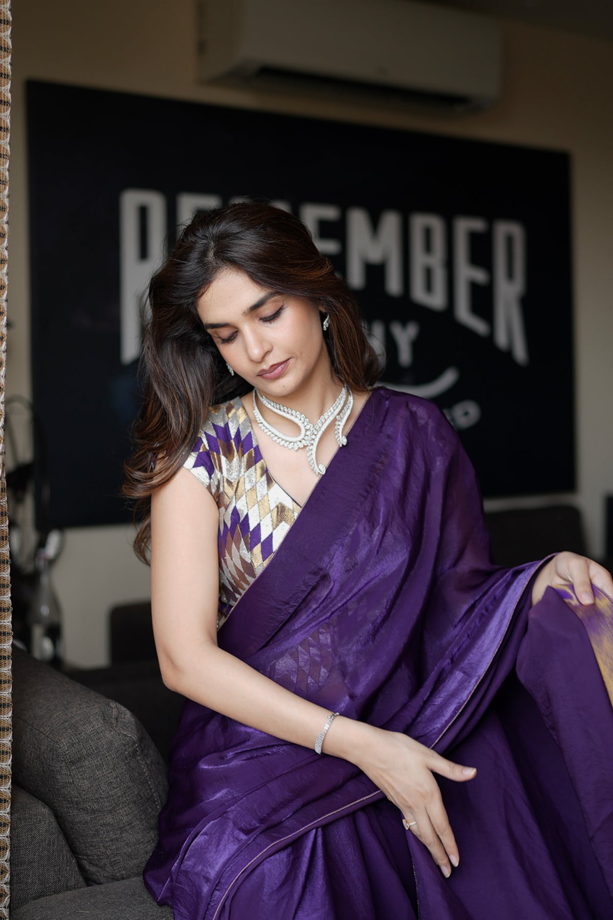 ROYAL PURPLE TISSUE SAREE