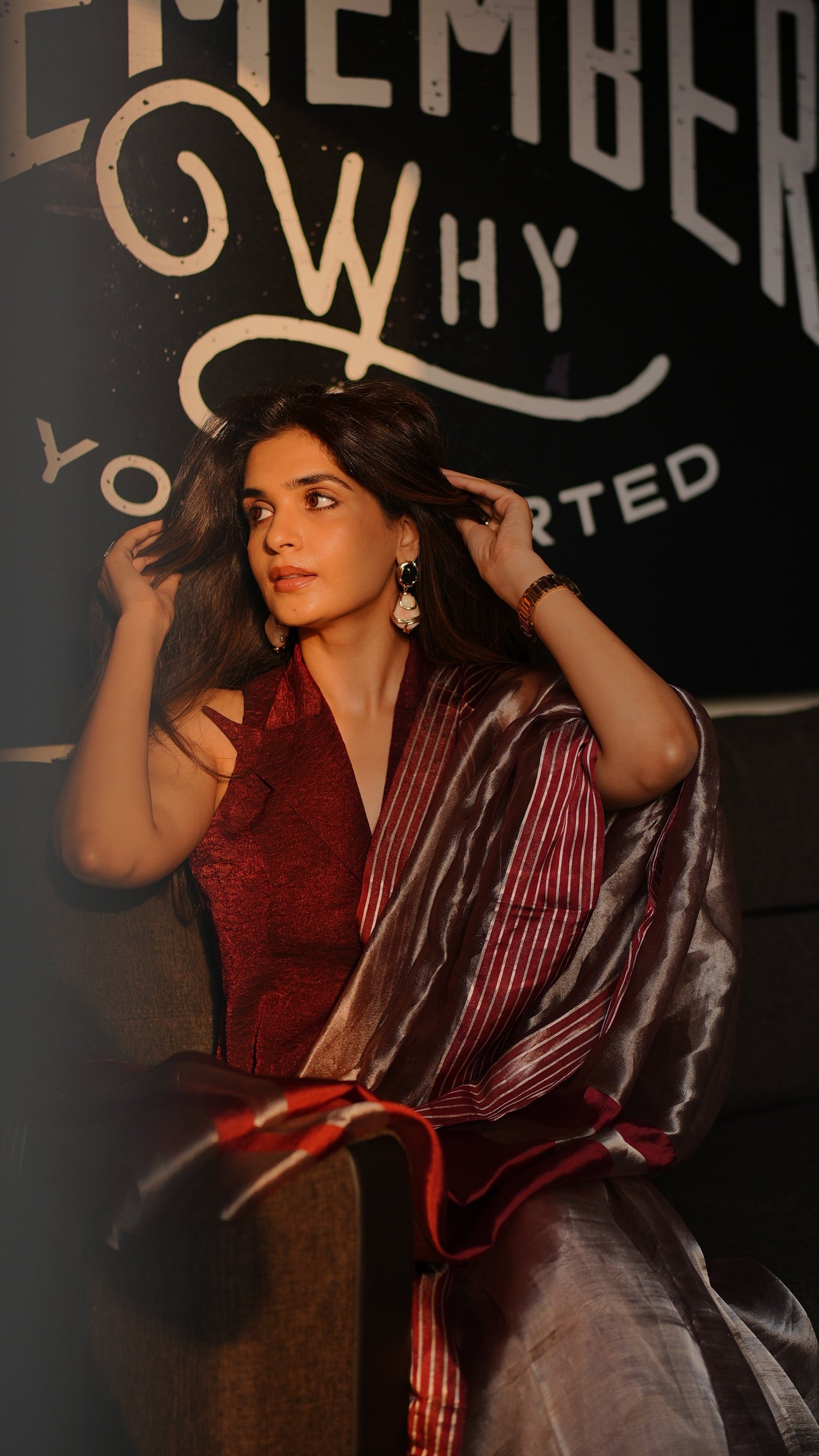 BURGUNDY DUSK TISSUE SILK SAREE