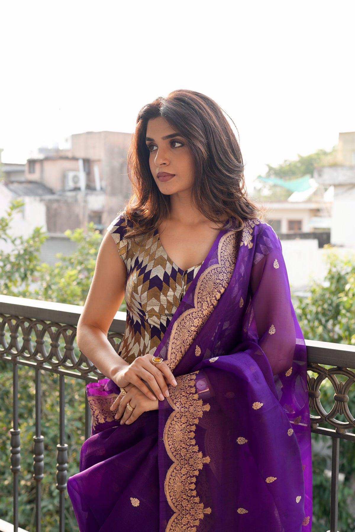 REGAL PURPLE KORA SILK SAREE
