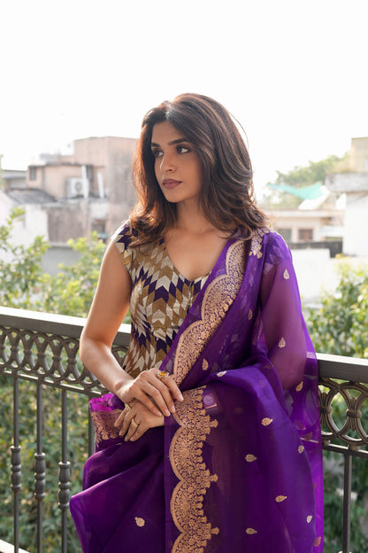 REGAL PURPLE KORA SILK SAREE