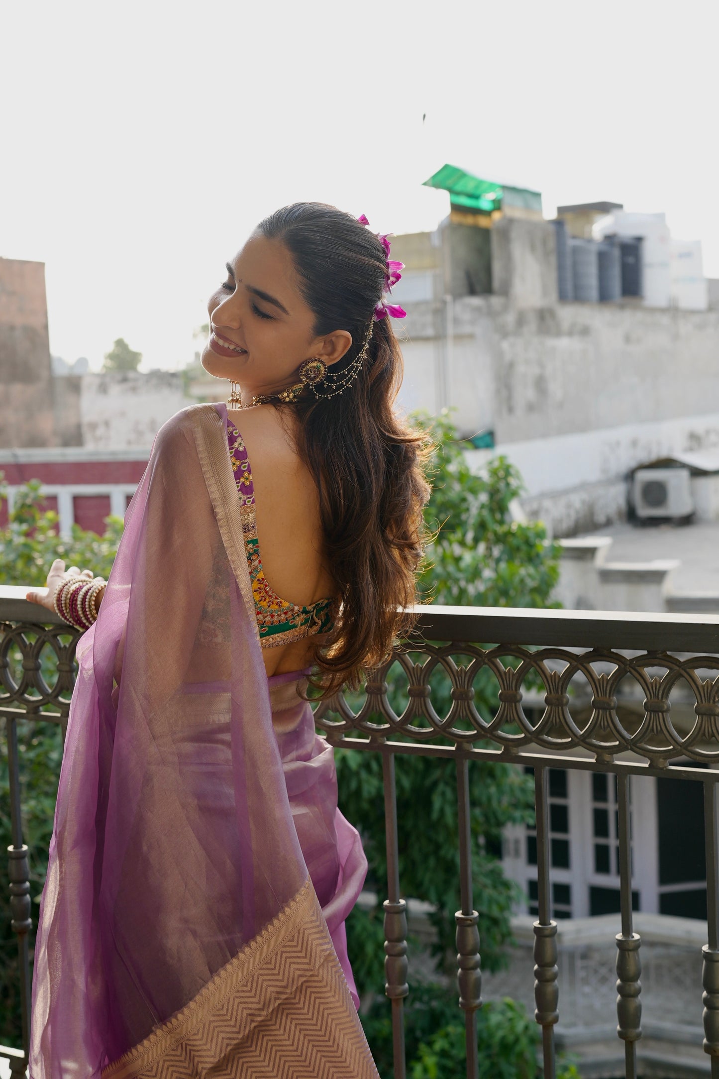 LAVENDER PURE TISSUE SILK SAREE