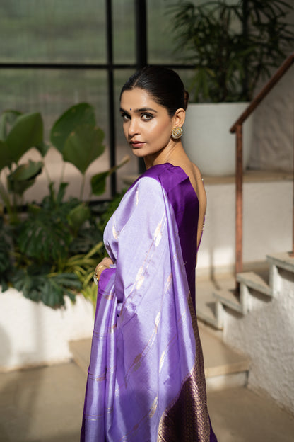 LAVENDER PURE BANARASI SILK SAREE