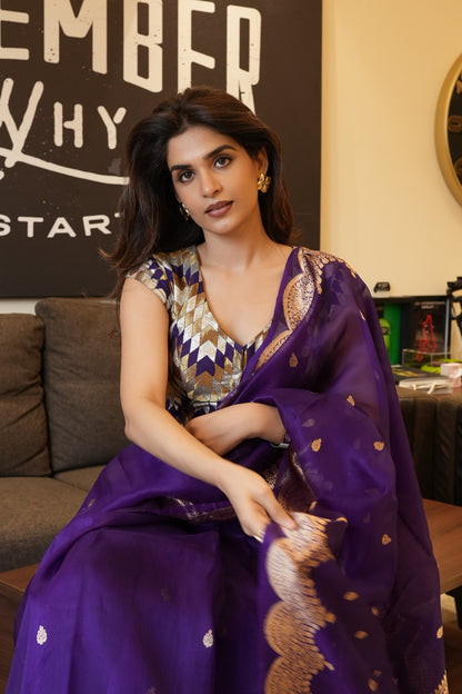REGAL PURPLE KORA SILK SAREE