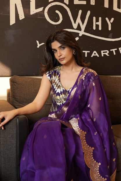 REGAL PURPLE KORA SILK SAREE