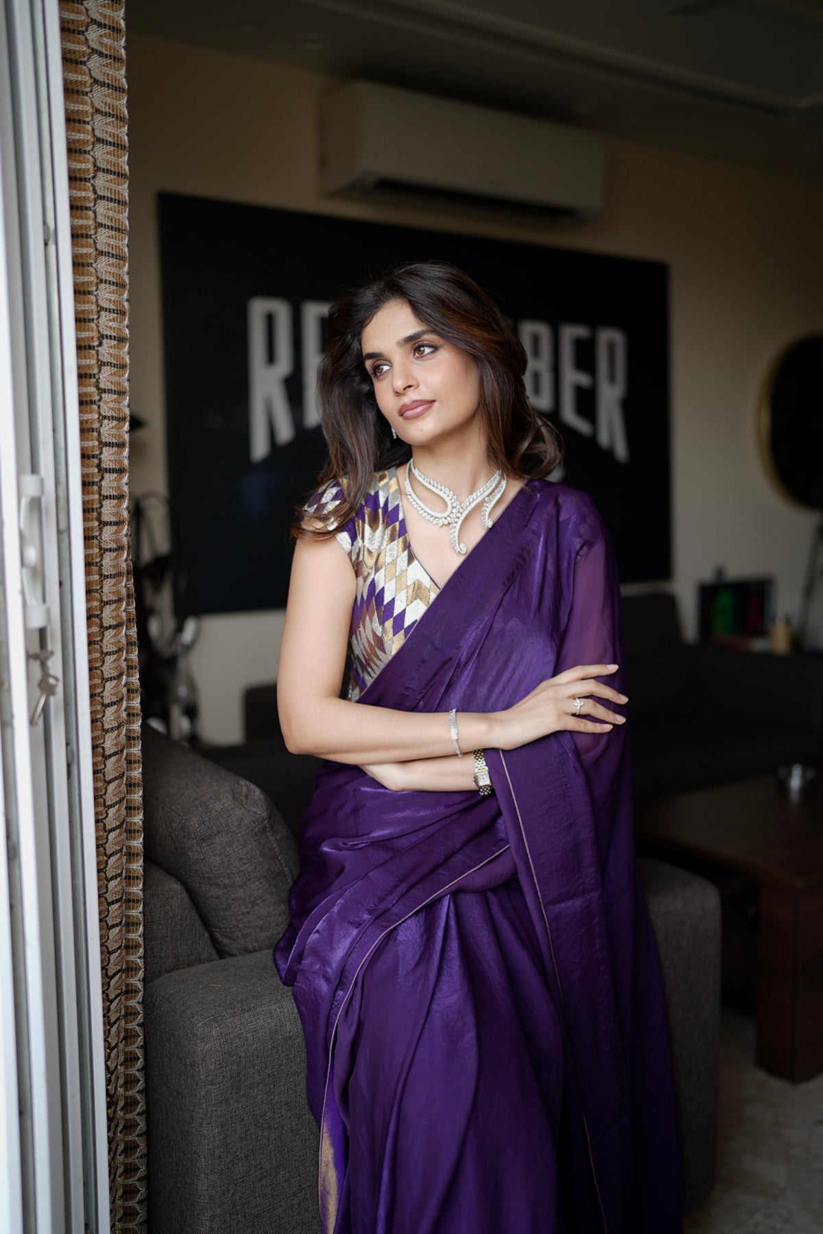 ROYAL PURPLE TISSUE SAREE
