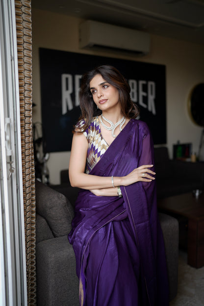 ROYAL PURPLE TISSUE SAREE
