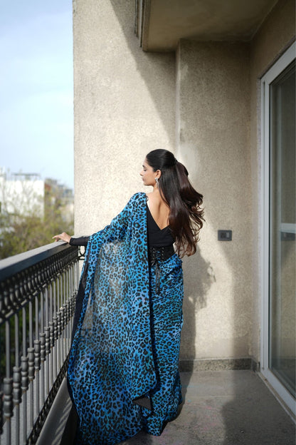 ELECTRIC LEOPARD ORGANZA SILK SAREE