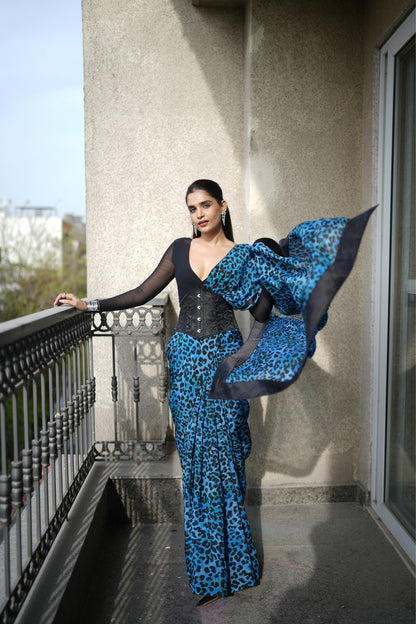 ELECTRIC LEOPARD ORGANZA SILK SAREE