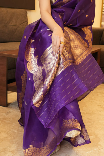 REGAL PURPLE KORA SILK SAREE