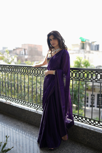 ROYAL PURPLE TISSUE SAREE