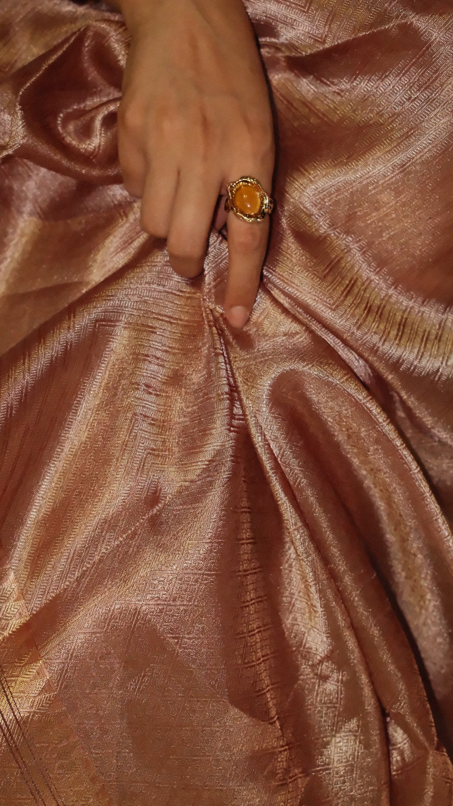 SIGNATURE TISSUE SAREE WITH ZARI BROCADE BORDER & TAILORED WAISTCOAT