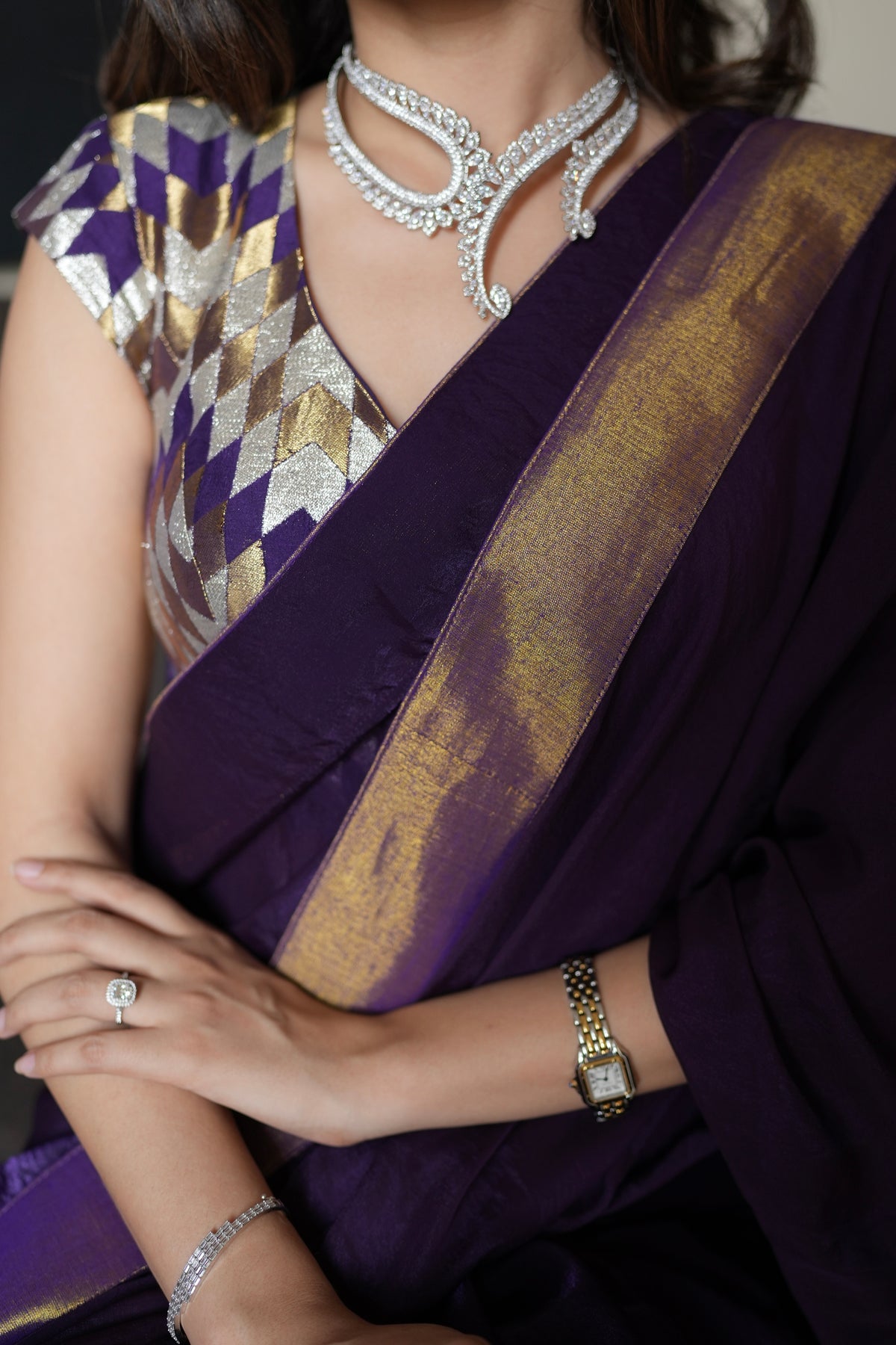 ROYAL PURPLE TISSUE SAREE