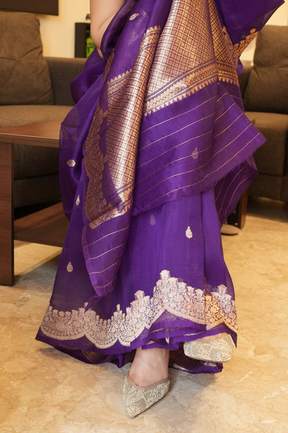 REGAL PURPLE KORA SILK SAREE