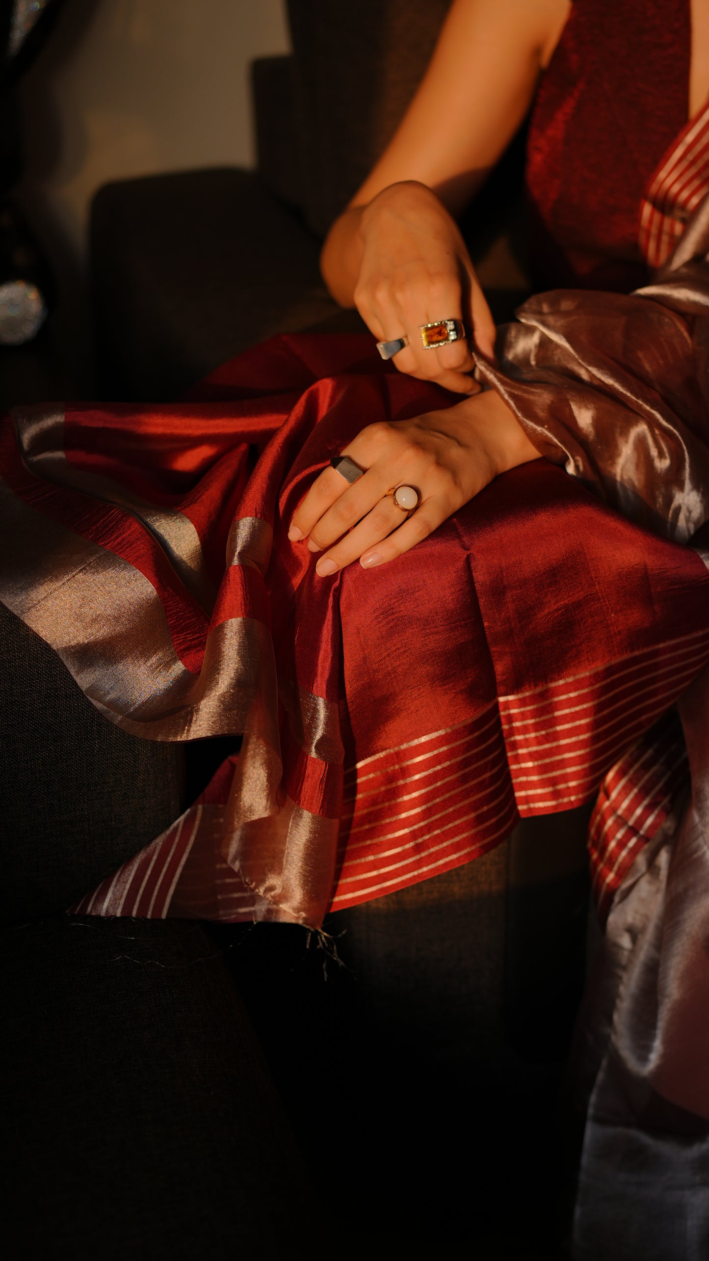 BURGUNDY DUSK TISSUE SILK SAREE