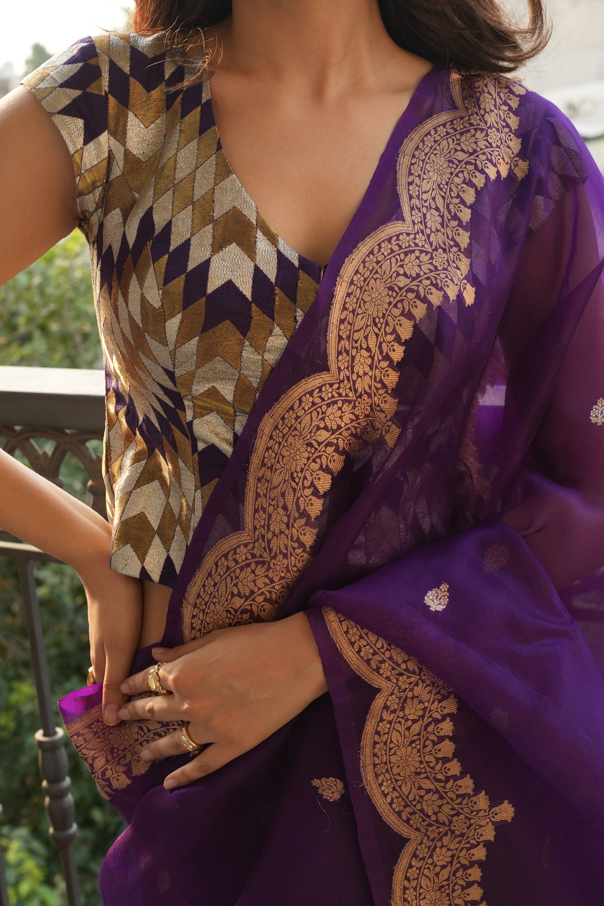 REGAL PURPLE KORA SILK SAREE