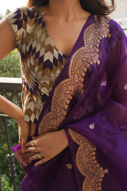 REGAL PURPLE KORA SILK SAREE