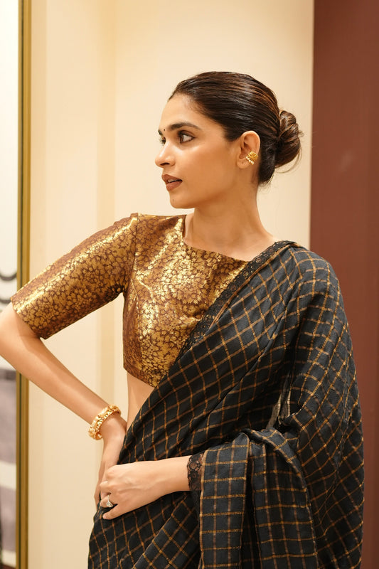 MOLTEN GOLD & CHOCOLATE BANARASI BROCADE BLOUSE