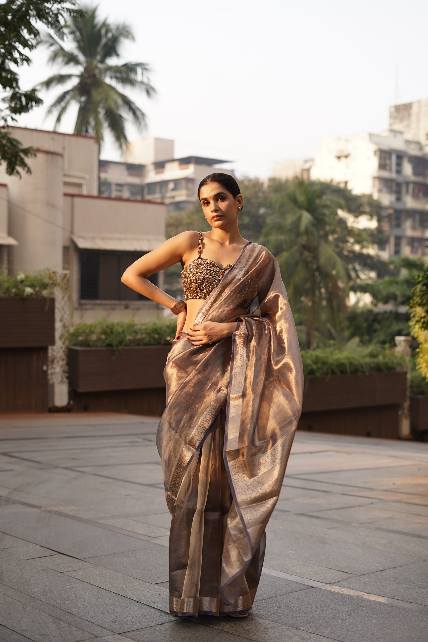OPULENT MAUVE GLOW TISSUE SILK SAREE (ONLY SAREE)