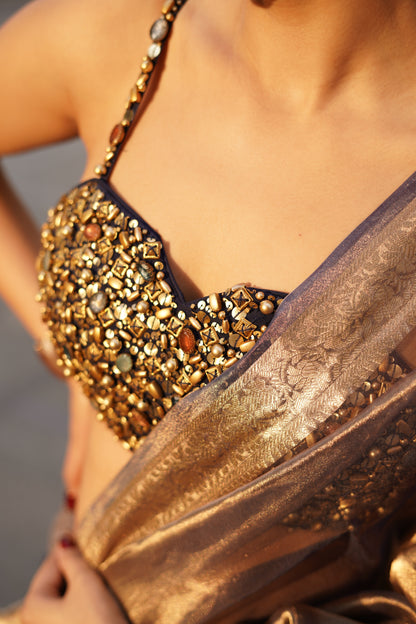 OPULENT MAUVE GLOW TISSUE SILK SAREE (ONLY SAREE)