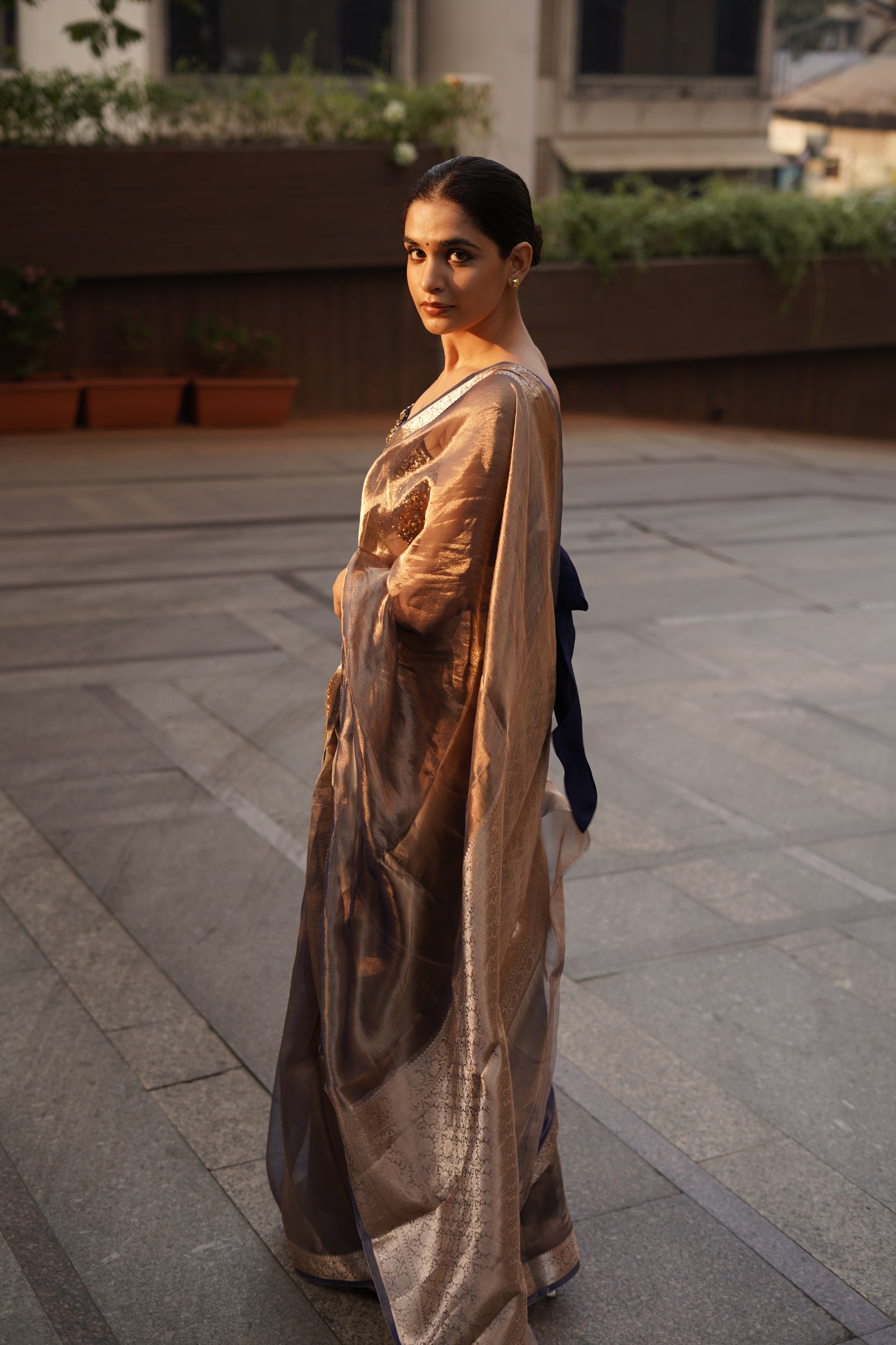 OPULENT MAUVE GLOW TISSUE SILK SAREE (ONLY SAREE)