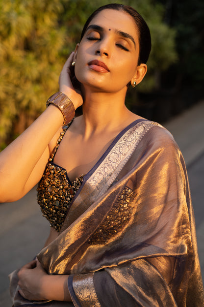 OPULENT MAUVE GLOW TISSUE SILK SAREE (ONLY SAREE)