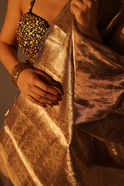 OPULENT MAUVE GLOW TISSUE SILK SAREE (ONLY SAREE)