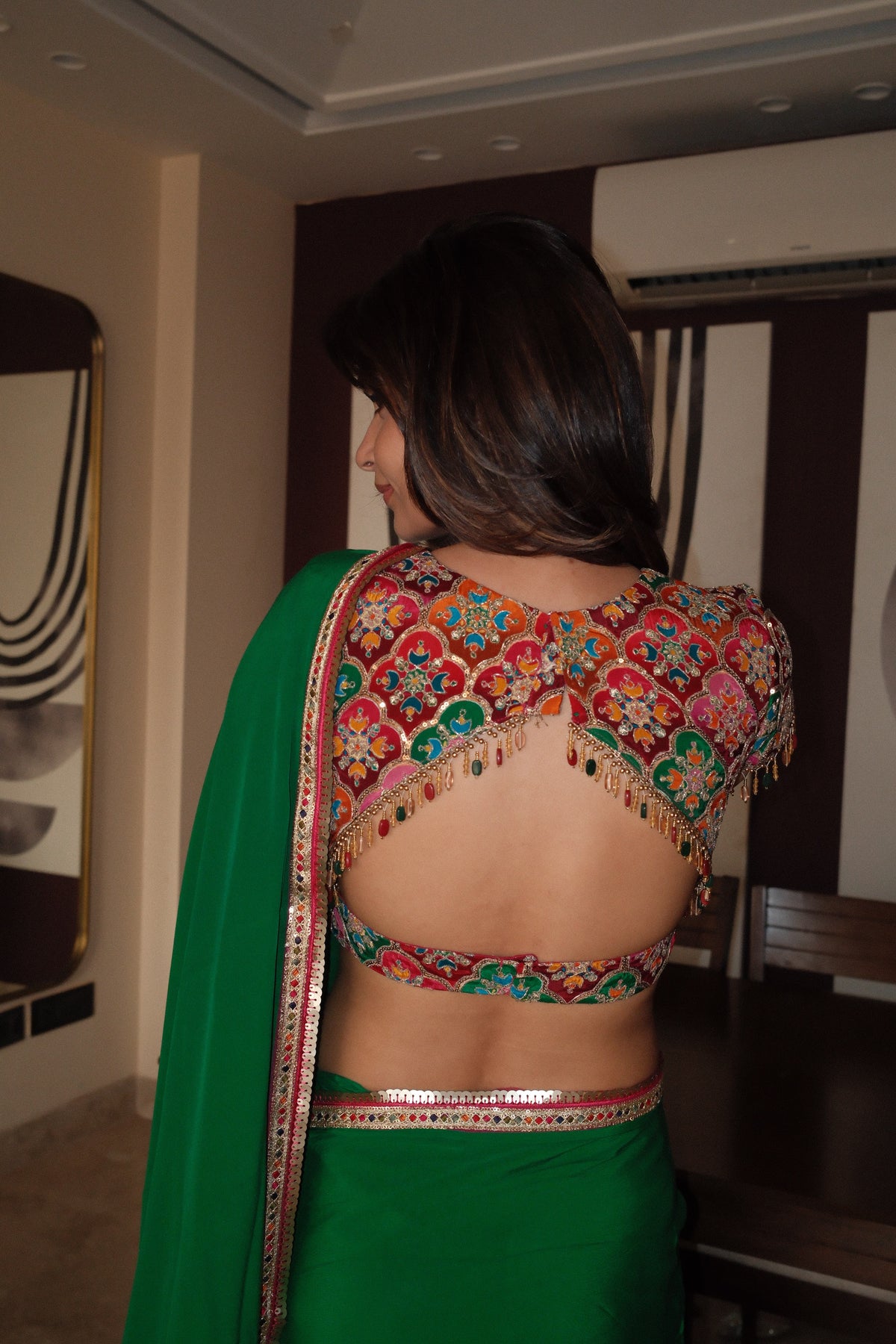 JEWEL GREEN PURE CREPE SAREE